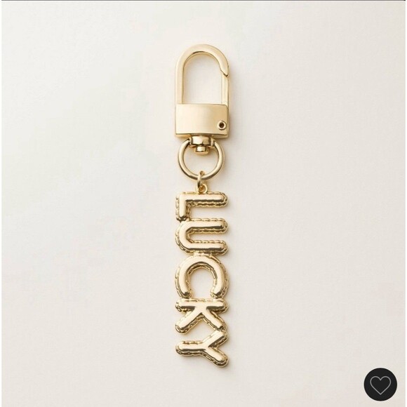 NEW Kate Spade x Target Gold LUCKY Key Fob Chain Keychain Bag Charm Balloon - Picture 1 of 5